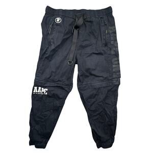 AAPE by A Bathing Ape Black Cotton Lounge Convertible Pants Mens Medium Belted